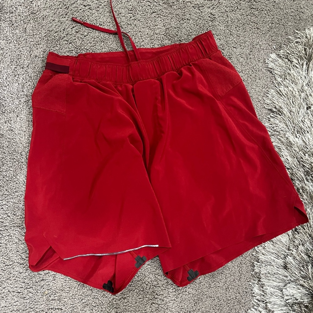 Lululemon surge shorts with liner 6 inch red